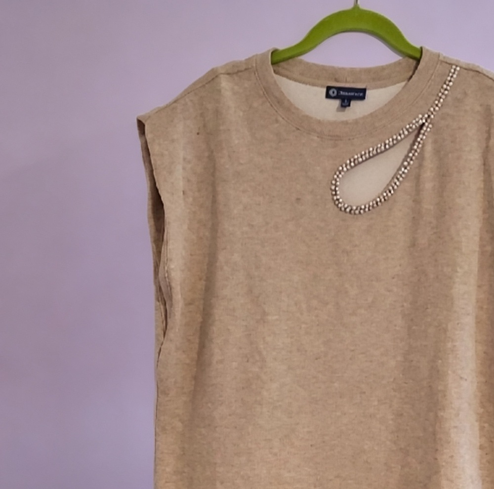 Democracy Beige Ribbed Top - Picture 1 of 2